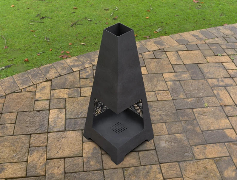 Tree Leaves Pyramid Metal Fire Pit