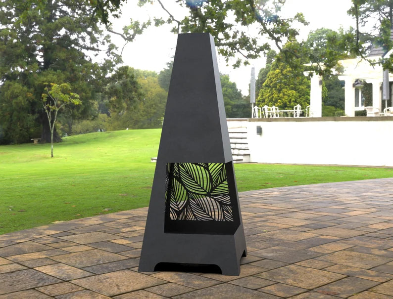 Tree Leaves Pyramid Metal Fire Pit