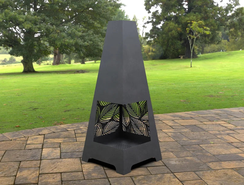 Tree Leaves Pyramid Metal Fire Pit