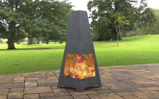 Tree Leaves Pyramid Metal Fire Pit