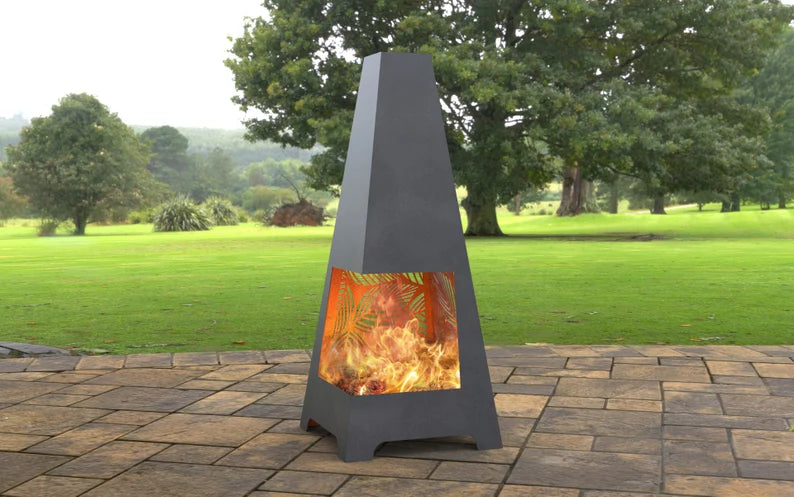 Tree Leaves Pyramid Metal Fire Pit
