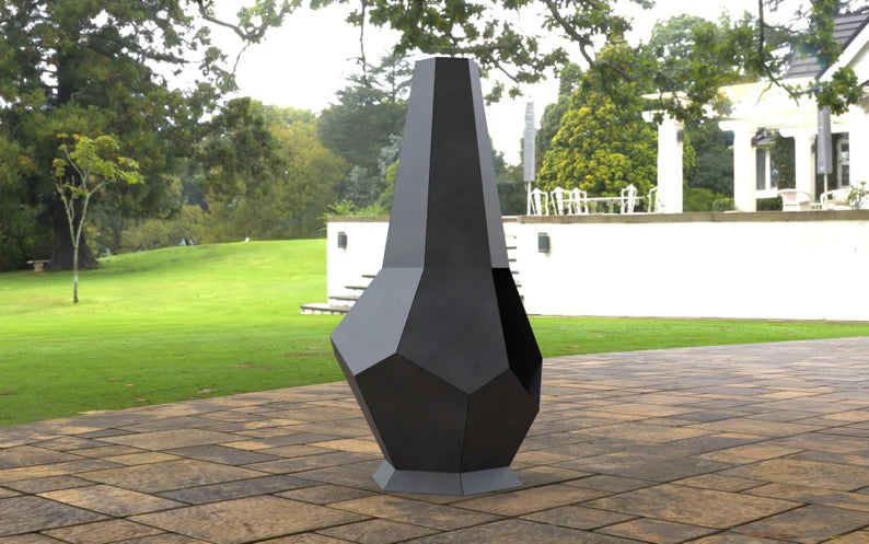 Chimney Hexagon Stone Metal Fire Pit