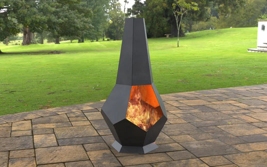Chimney Hexagon Stone Metal Fire Pit