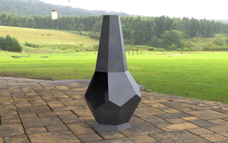 Chimney Hexagon Stone Metal Fire Pit