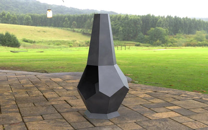 Chimney Hexagon Stone Metal Fire Pit