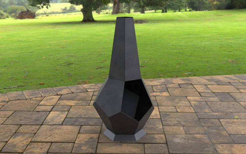 Chimney Hexagon Stone Metal Fire Pit