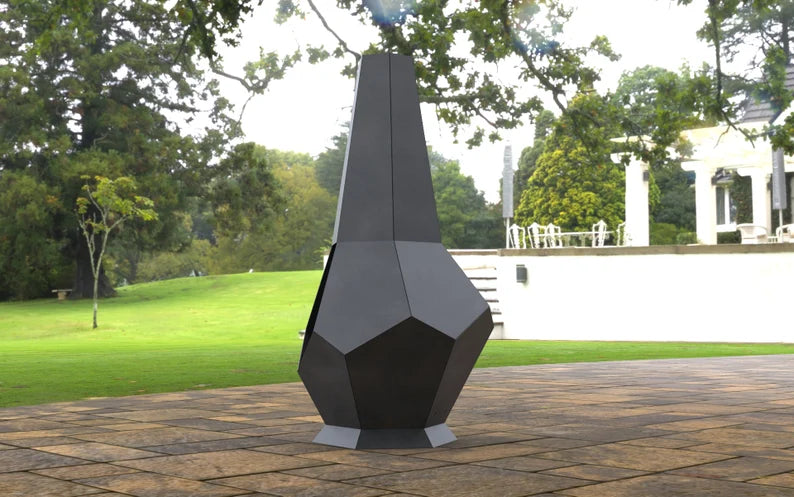 Chimney Hexagon Stone Metal Fire Pit