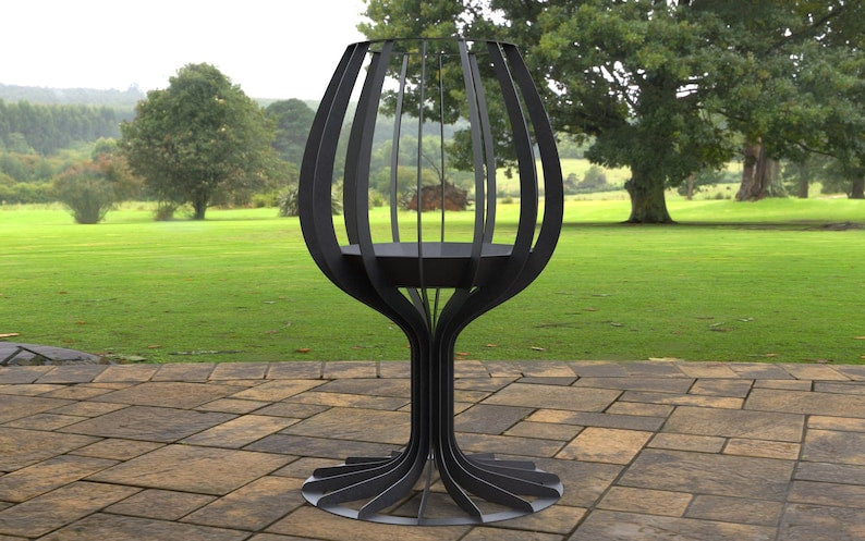 Sleek Wineglass Metal Fire Pit