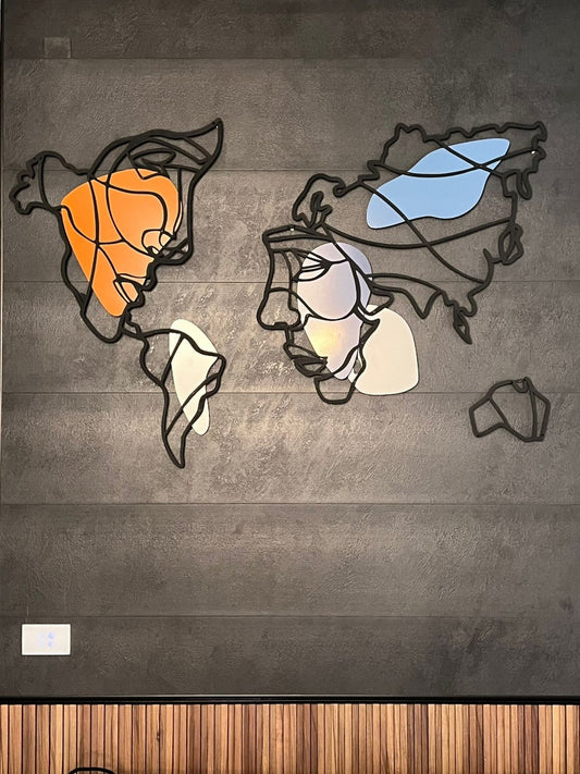 World Map Metal Wall Art