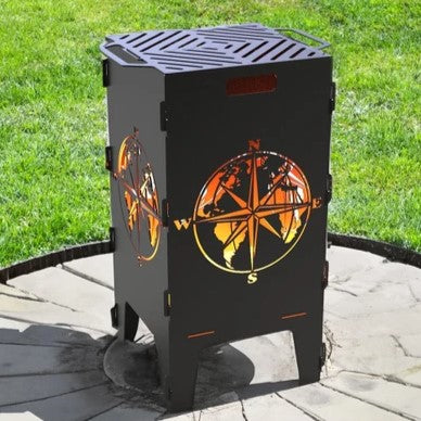 CompassFlame Metal Fire Pit + BBQ Grill