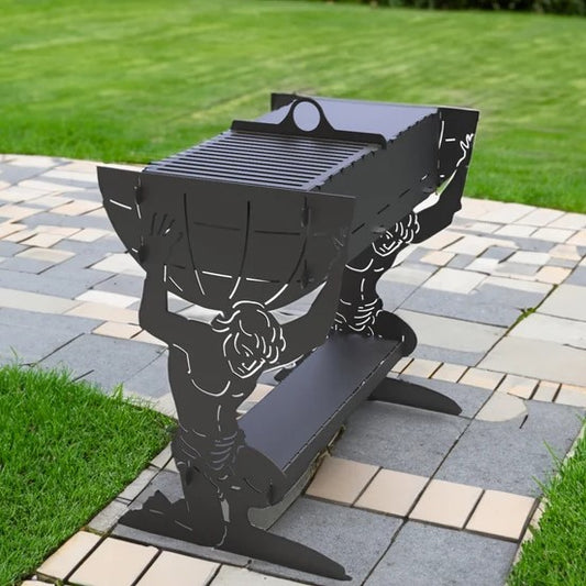 The Atlas Metal Fire Pit + BBQ Grill