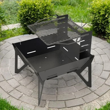 Modern Metal Fire Pit + BBQ Grill