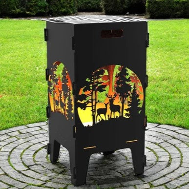DeerTrail Metal Fire Pit + BBQ Grill