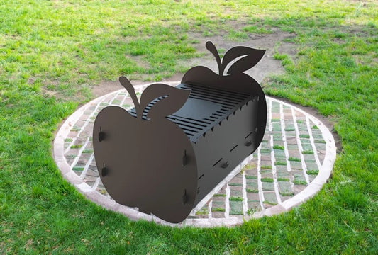 Apple Charm Metal Fire Pit + BBQ Grill