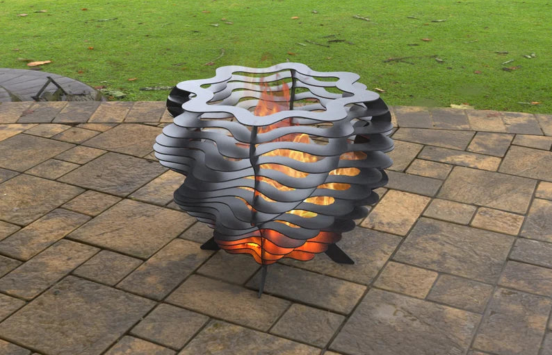 Segmented Twisted Metal Fire Pit