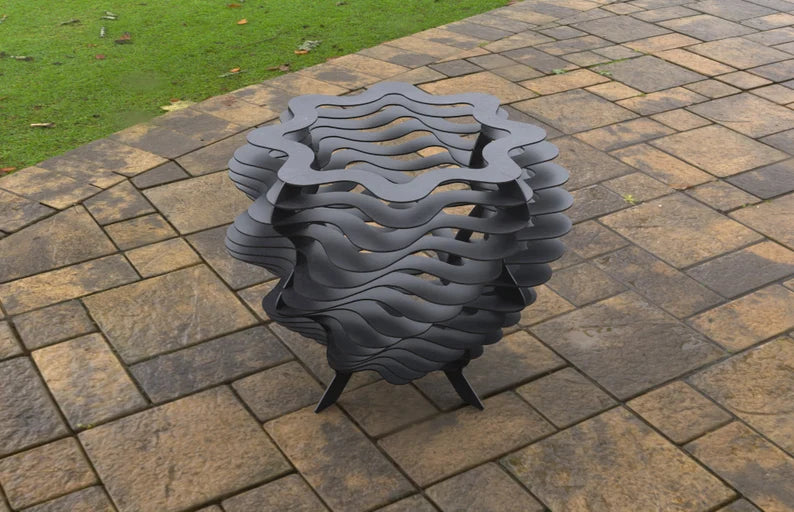Segmented Twisted Metal Fire Pit