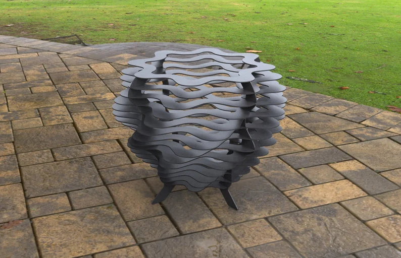 Segmented Twisted Metal Fire Pit