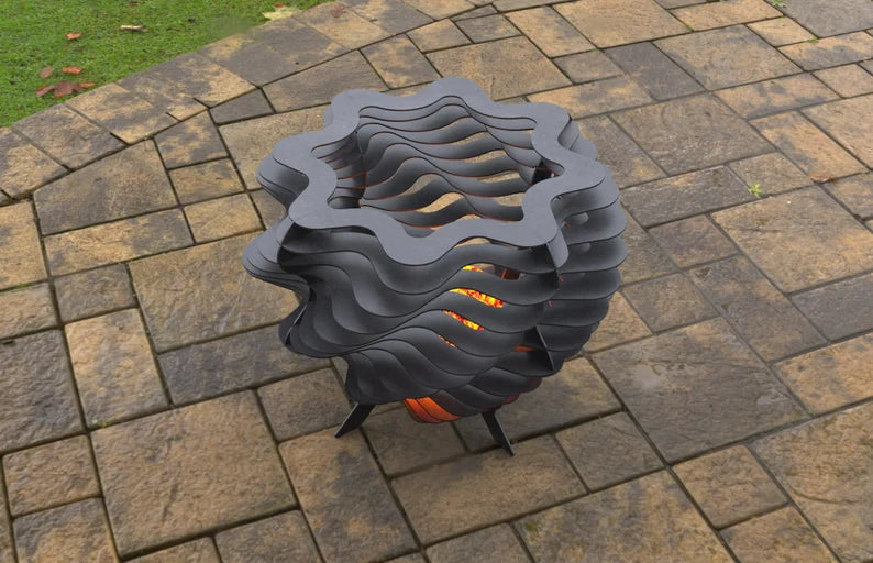 Segmented Twisted Metal Fire Pit
