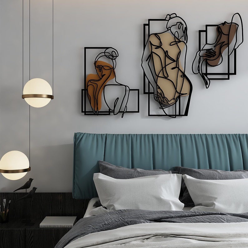 Women's Beauty Metal Wall Art, Set of 3 Pieces
