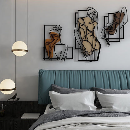 Women's Beauty Metal Wall Art, Set of 3 Pieces