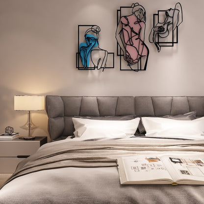 Women's Beauty Metal Wall Art, Set of 3 Pieces