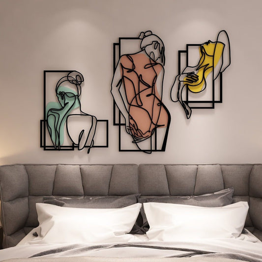 Women's Beauty Metal Wall Art, Set of 3 Pieces