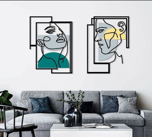 He and She Metal Wall Metal Wall Art, Set of 2 Pieces