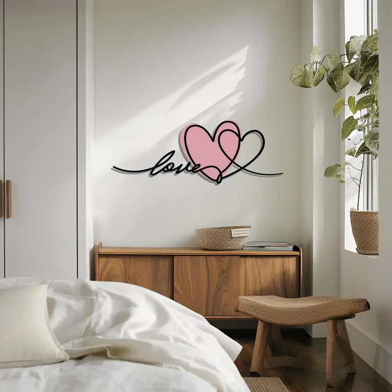 Love, Heart Metal Wall Art