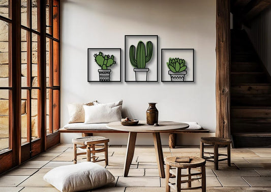 Cactus Metal Wall Art, Set of 3 Pieces
