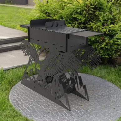 The Eagle Metal Fire Pit + BBQ Grill