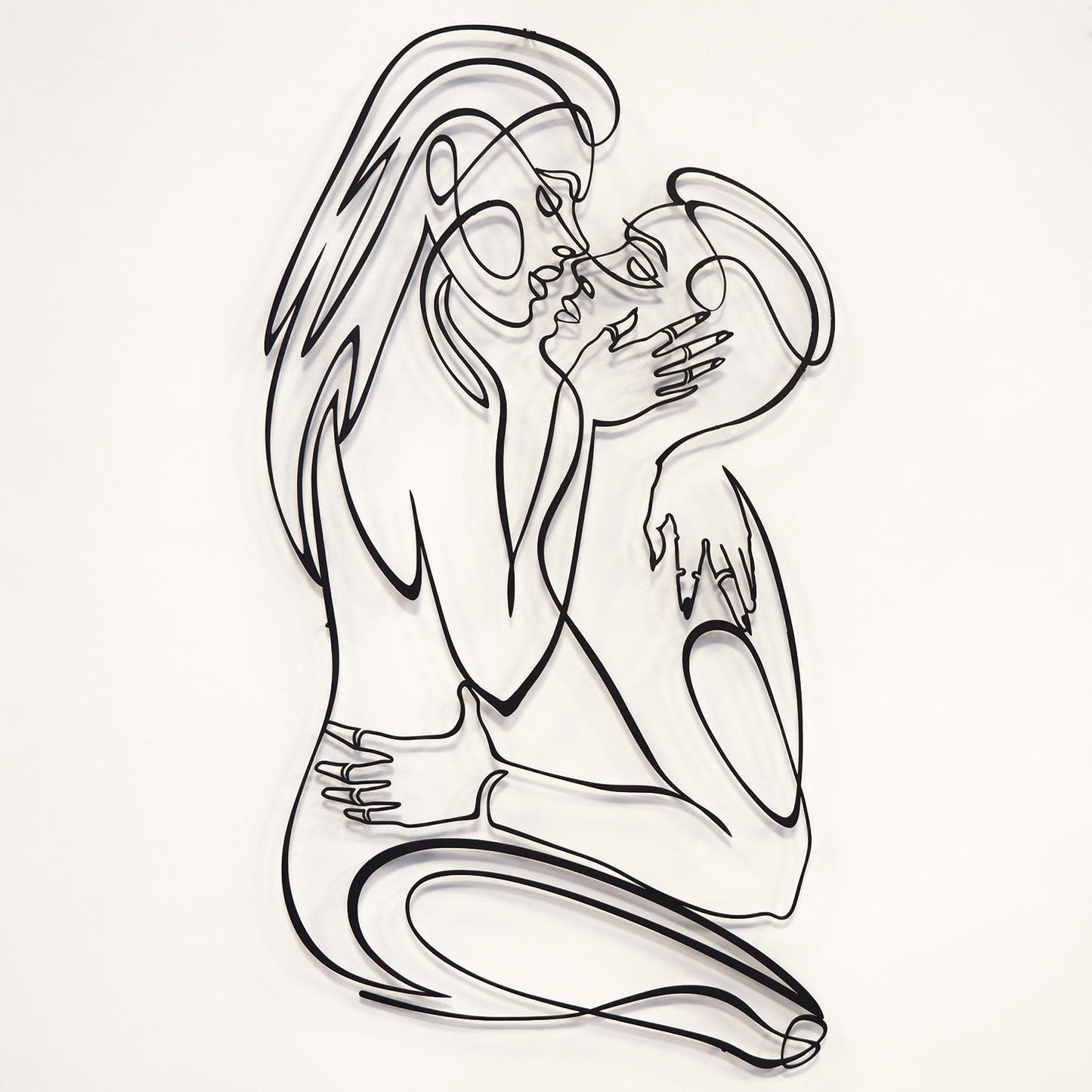 Male and Female Silhouette Metal Line Wall Art