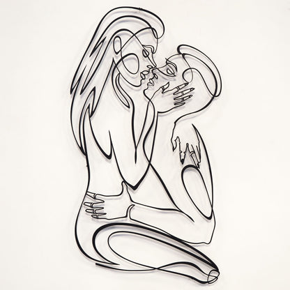 Male and Female Silhouette Metal Line Wall Art