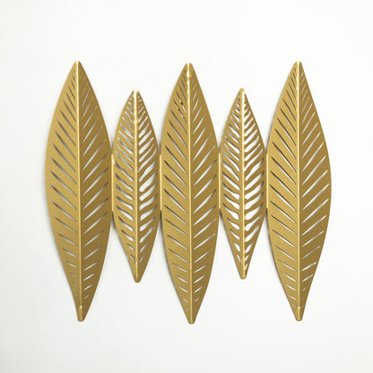 3D Gold Leaves Metal Wall Art
