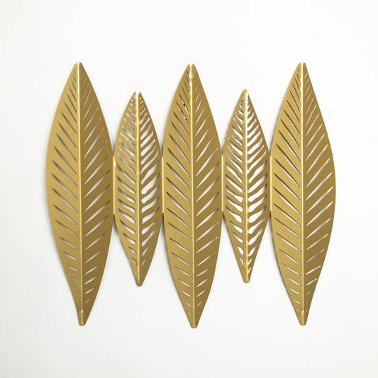 3D Gold Leaves Metal Wall Art