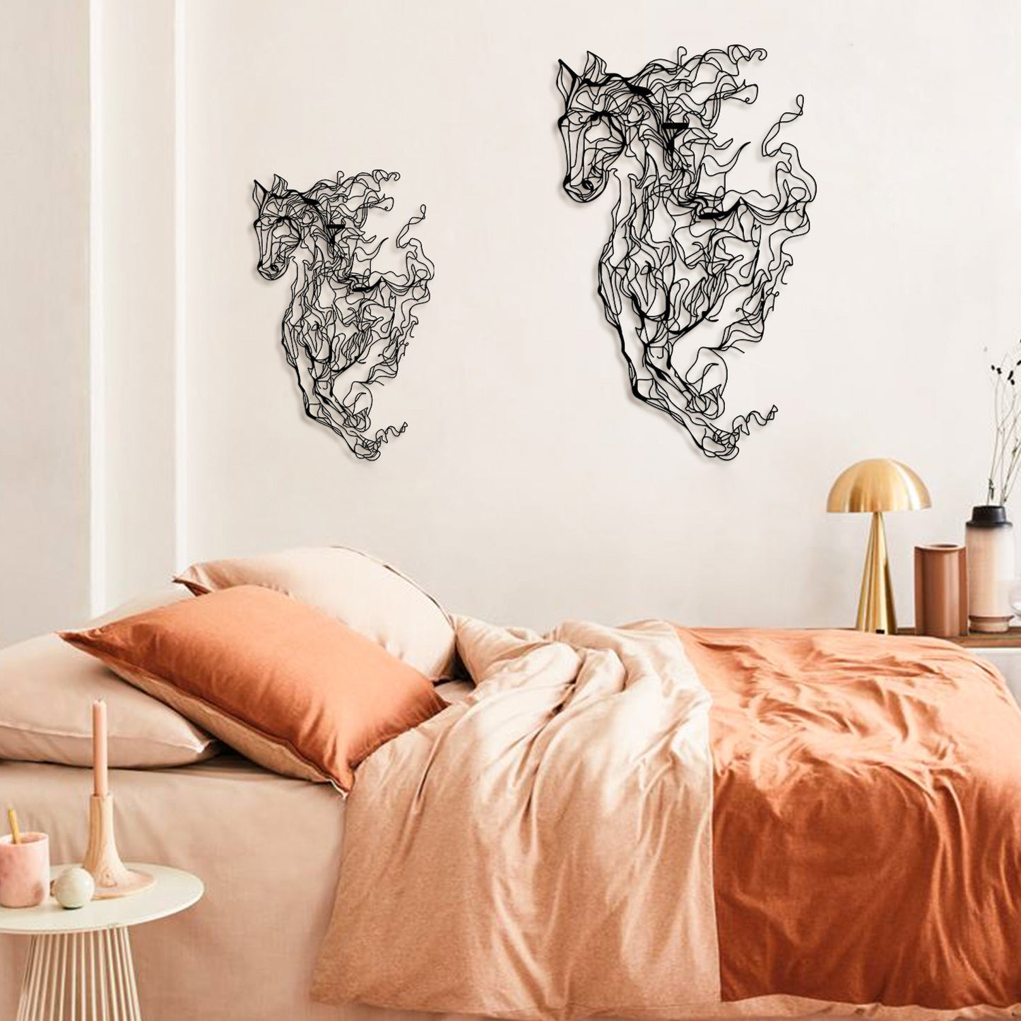 Metal Horse Line Wall Art