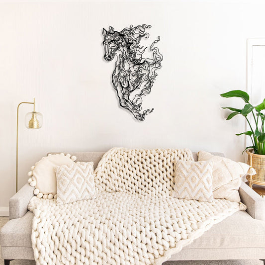 Metal Horse Line Wall Art