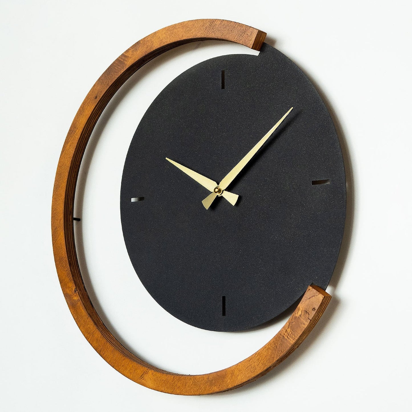 Moon Time Wooden Metal Wall Clock