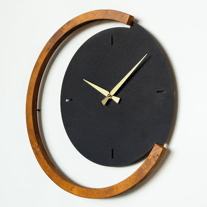 Moon Time Wooden Metal Wall Clock