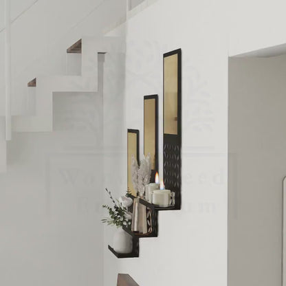 Mirrored Modern Floating Metal Shelf, Set of 1 Piece