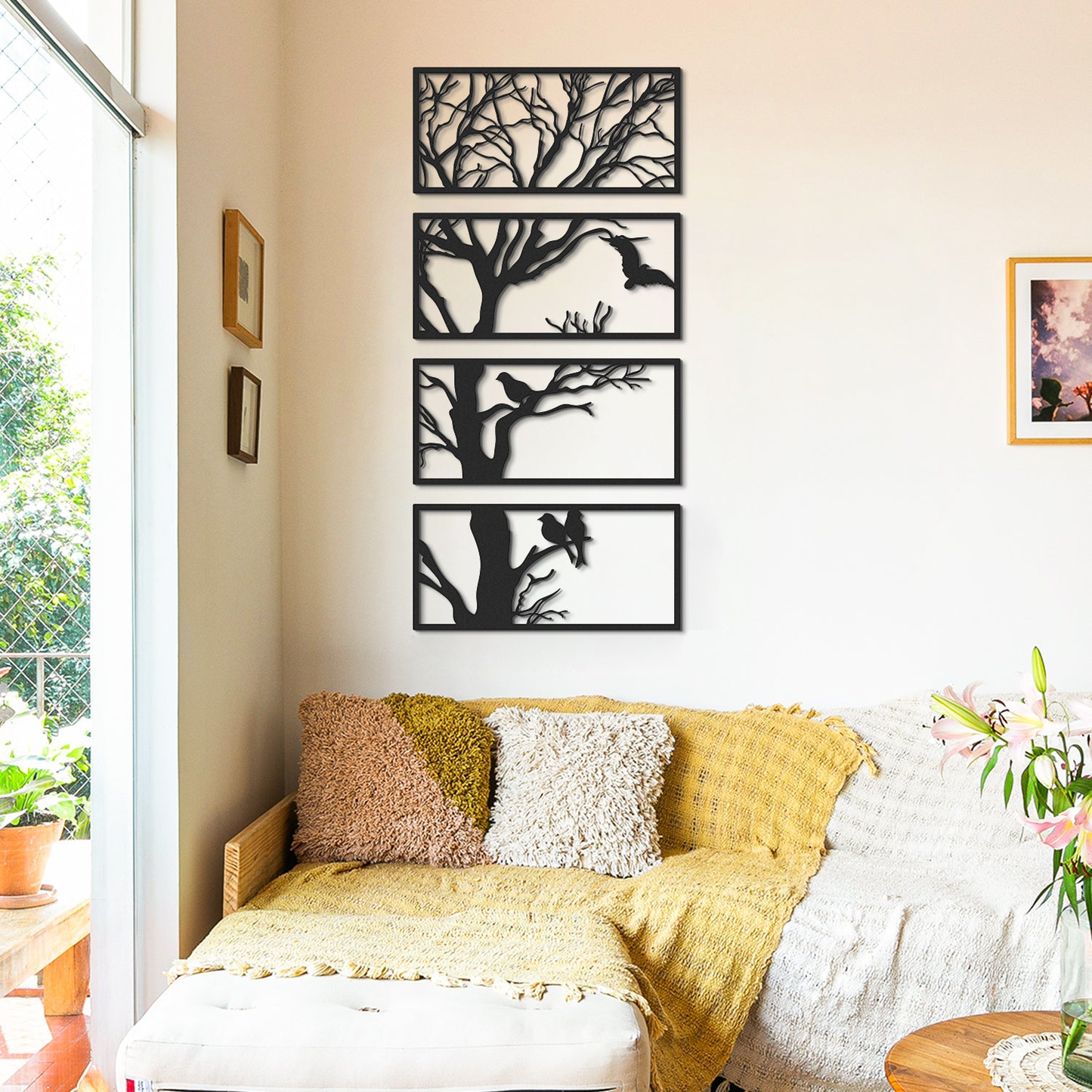 Tree Metal Wall Art, Set of 4 Pieces