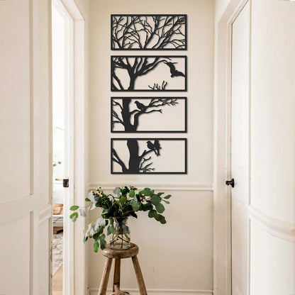 Tree Metal Wall Art, Set of 4 Pieces