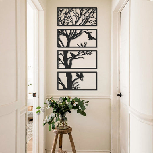 Tree Metal Wall Art, Set of 4 Pieces