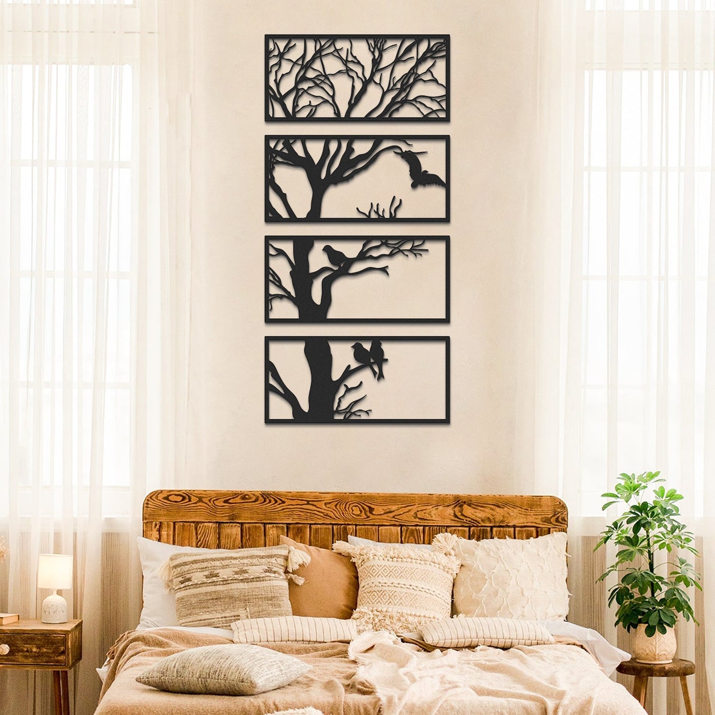 Tree Metal Wall Art, Set of 4 Pieces