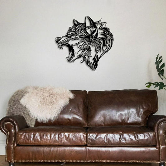 Tribal Wolf Metal Wall Art