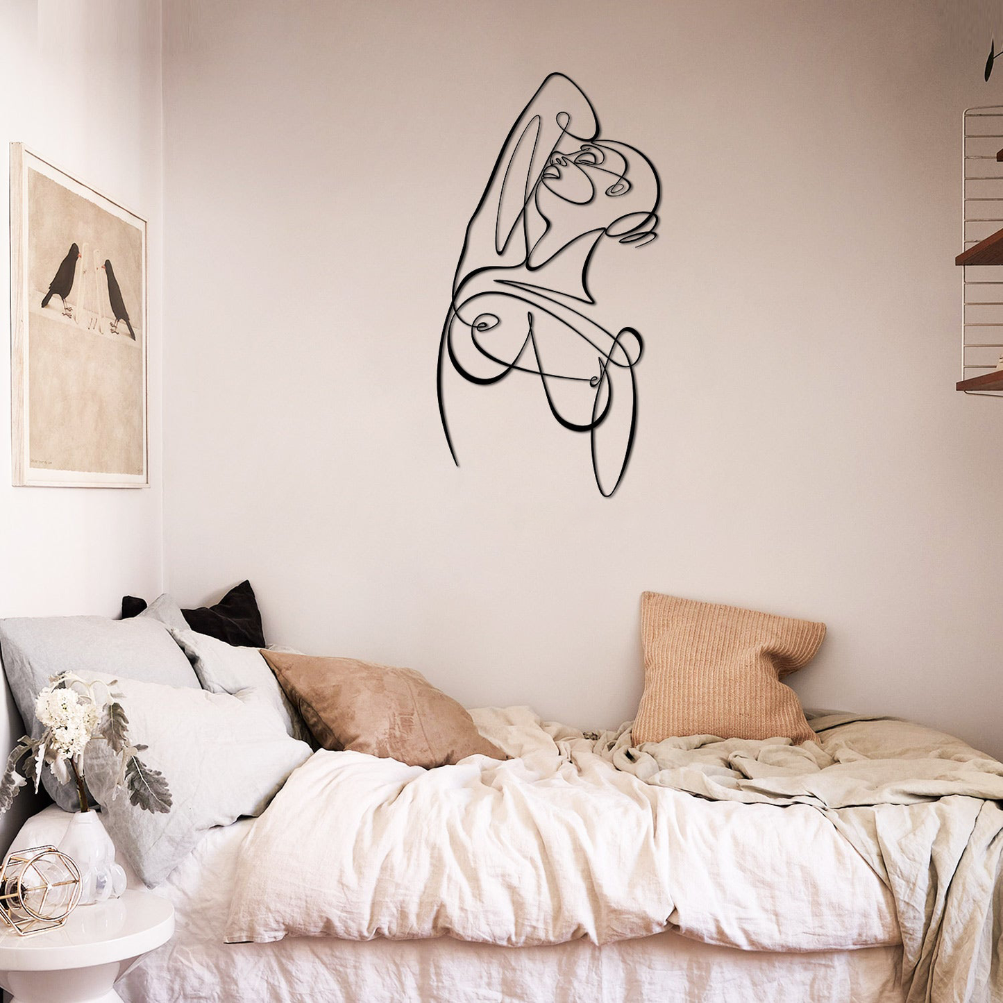 Woman Body Silhouette Metal Line Art