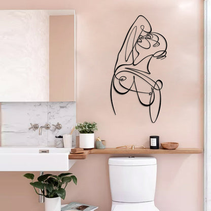 Woman Body Silhouette Metal Line Art