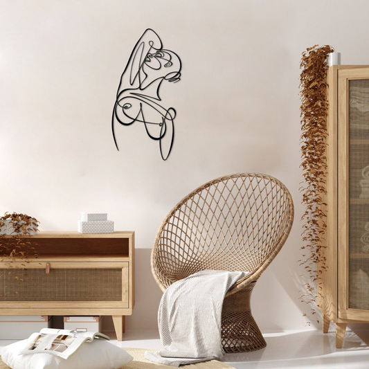 Woman Body Silhouette Metal Line Art