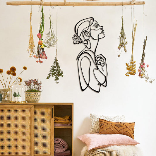 Woman Body Silhouette Metal Line Art