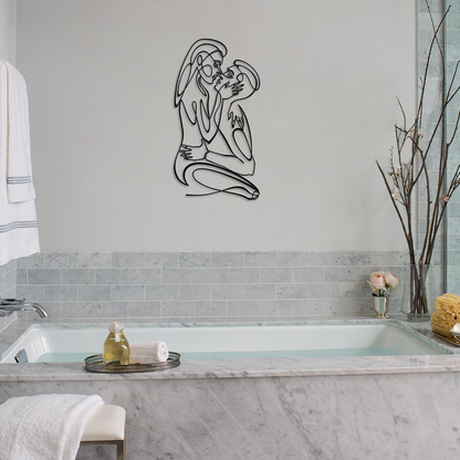 Male and Female Silhouette Metal Line Wall Art