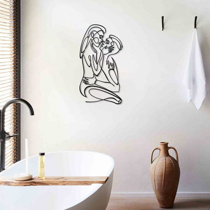 Male and Female Silhouette Metal Line Wall Art